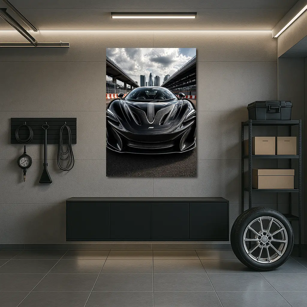 McLaren Black Supercar Racing Track City – Wall Art