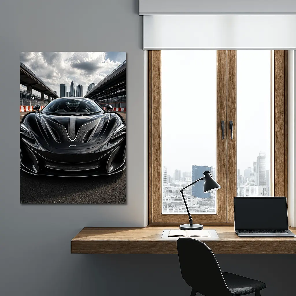 McLaren Black Supercar Racing Track City – Wall Art