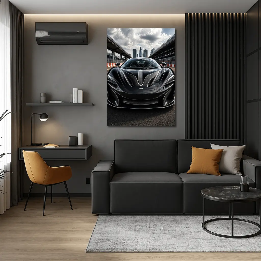 McLaren Black Supercar Racing Track City – Wall Art