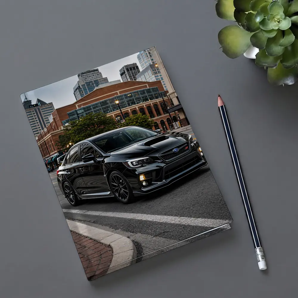 Black Subaru WRX STI Downtown City Street – Notebooks