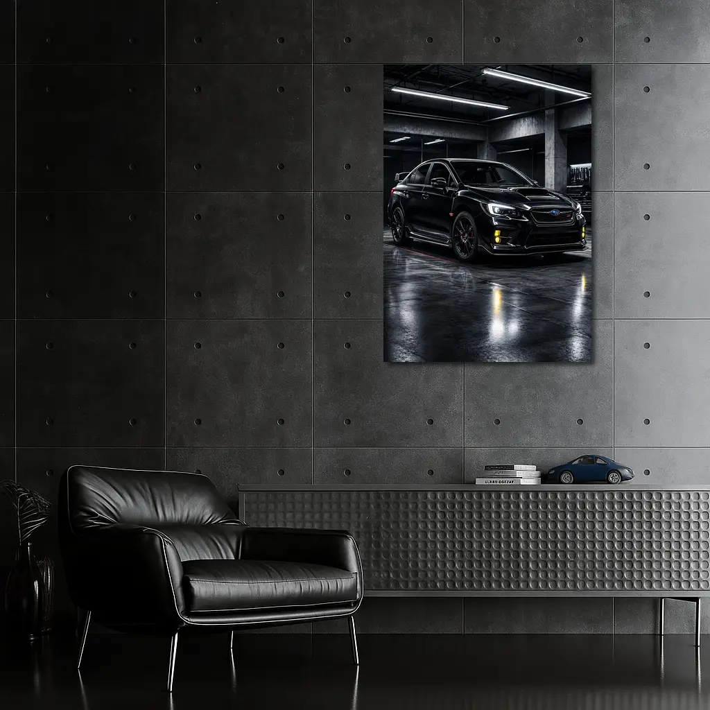 Black Subaru WRX STI Dark Garage – Wall Art
