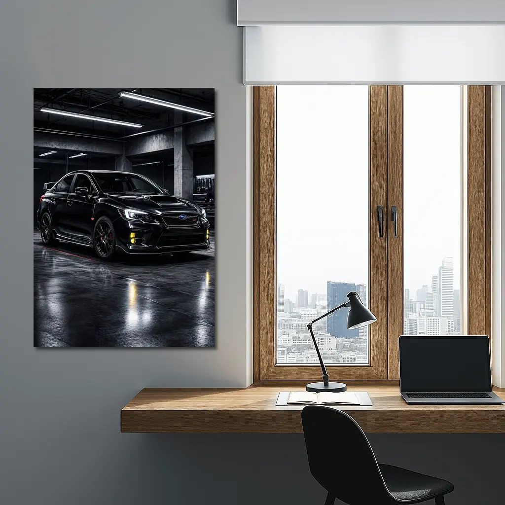 Black Subaru WRX STI Dark Garage – Wall Art
