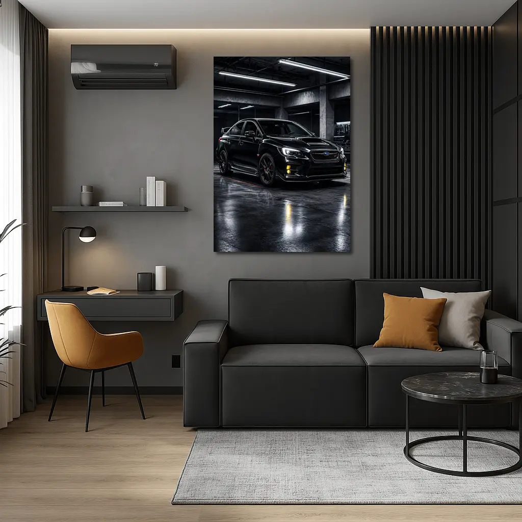 Black Subaru WRX STI Dark Garage – Wall Art