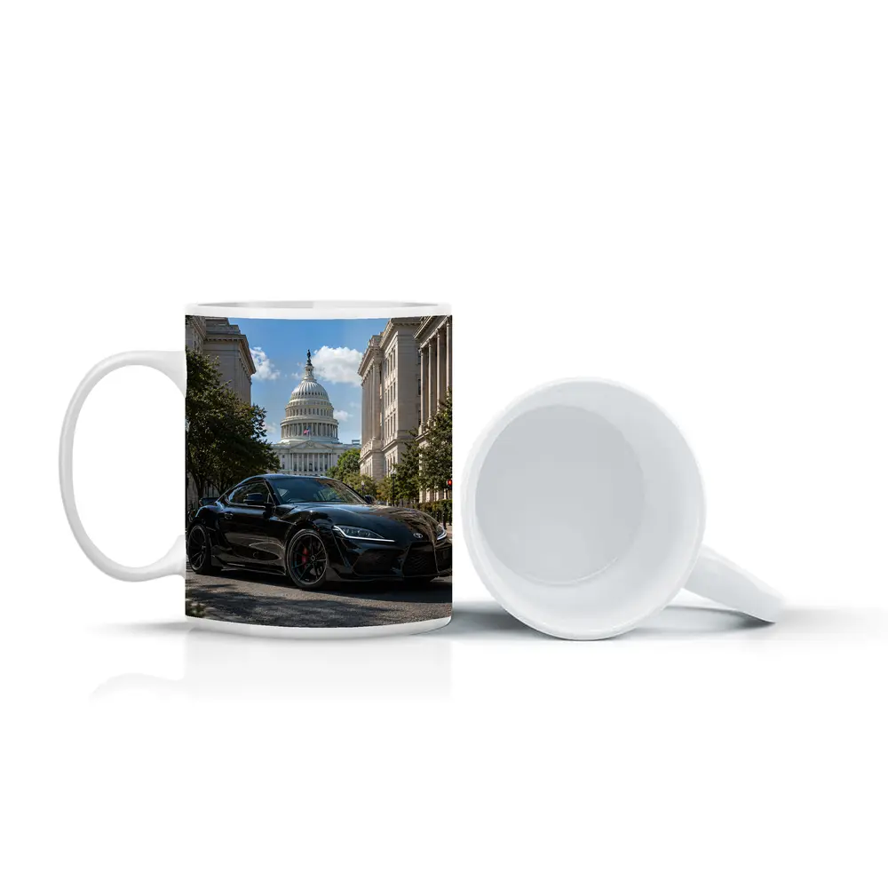 Black Toyota Supra Washington DC Street – Mugs