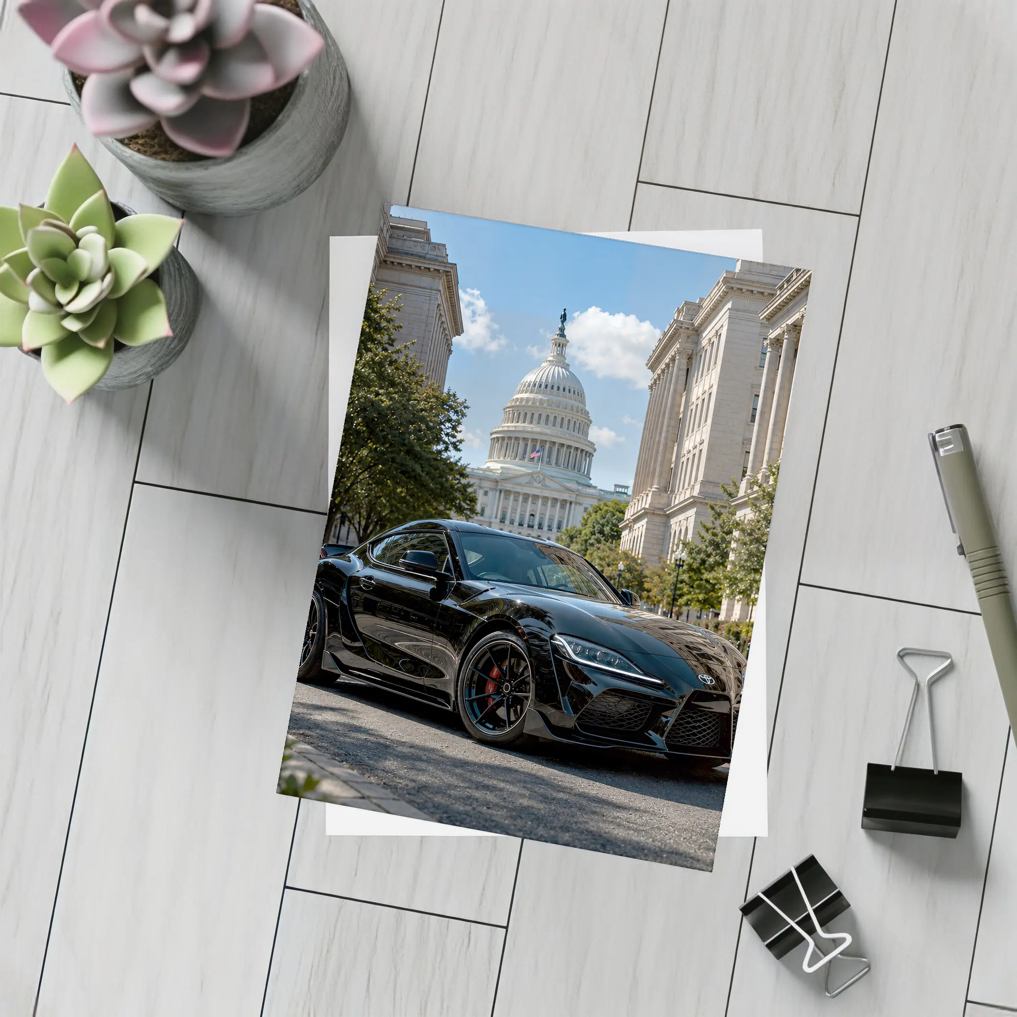 Black Toyota Supra Washington DC Street – Postcards