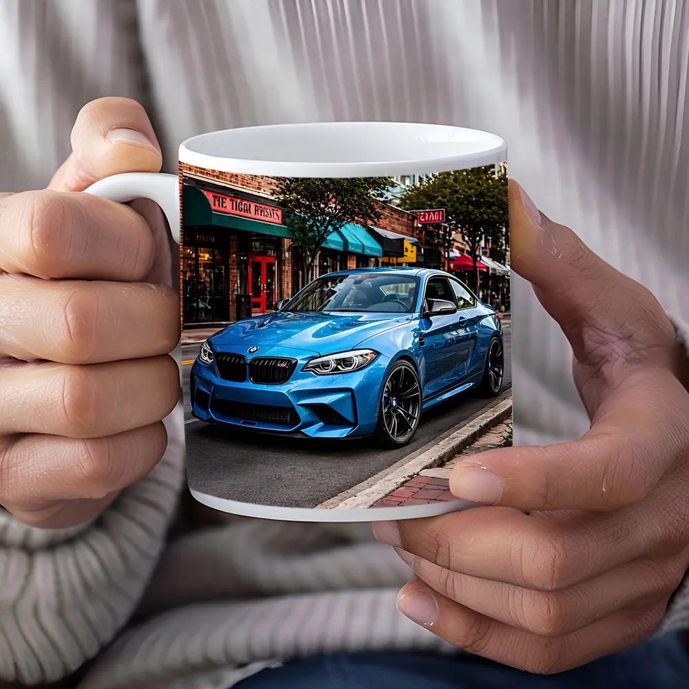 BMW M2 Blue Coupe City Street – Mugs