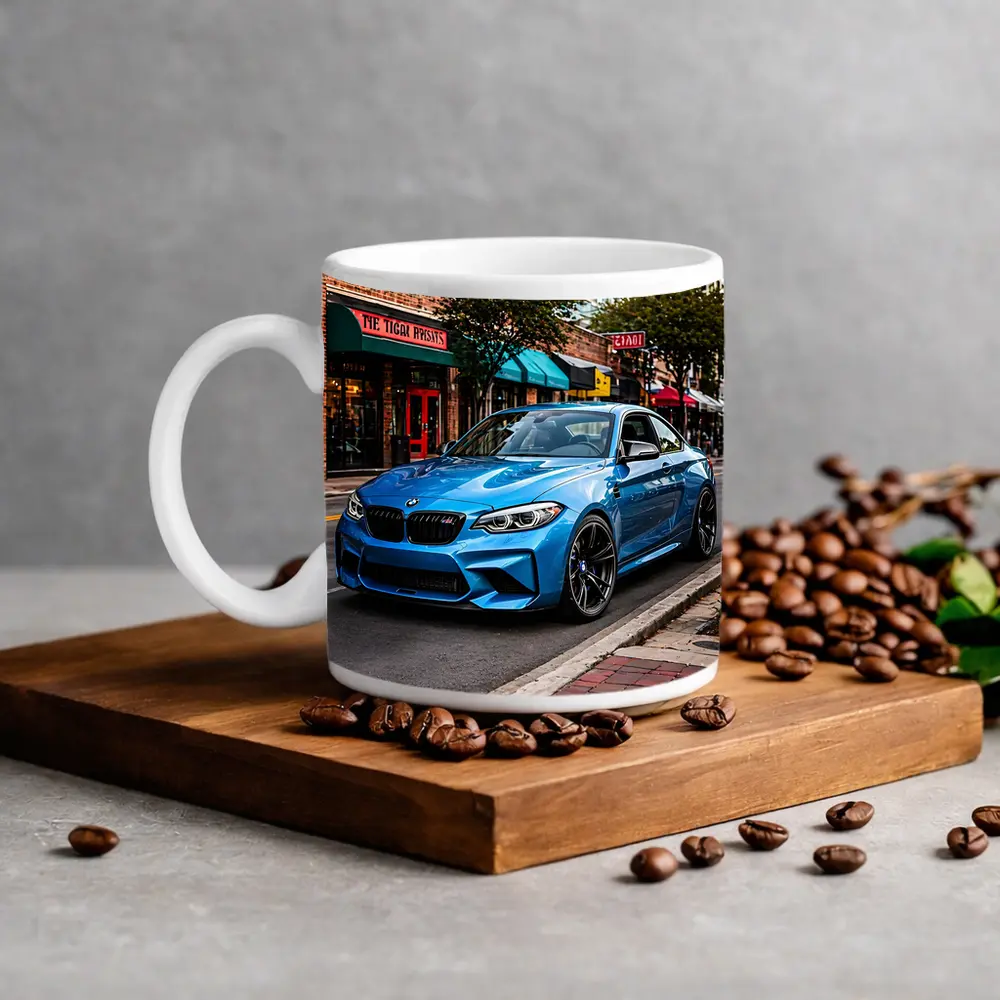 BMW M2 Blue Coupe City Street – Mugs