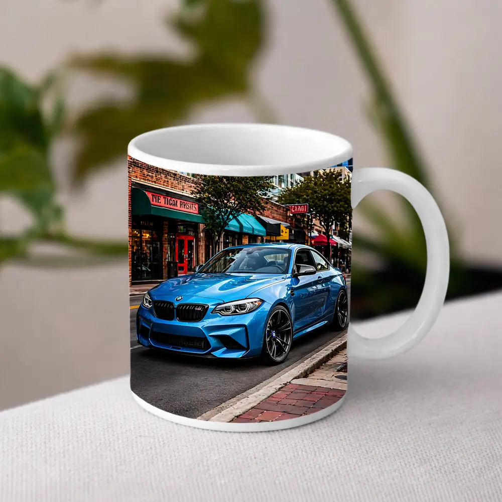 BMW M2 Blue Coupe City Street – Mugs