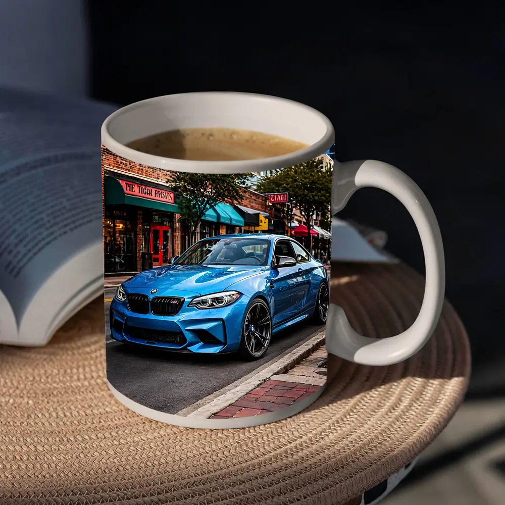 BMW M2 Blue Coupe City Street – Mugs