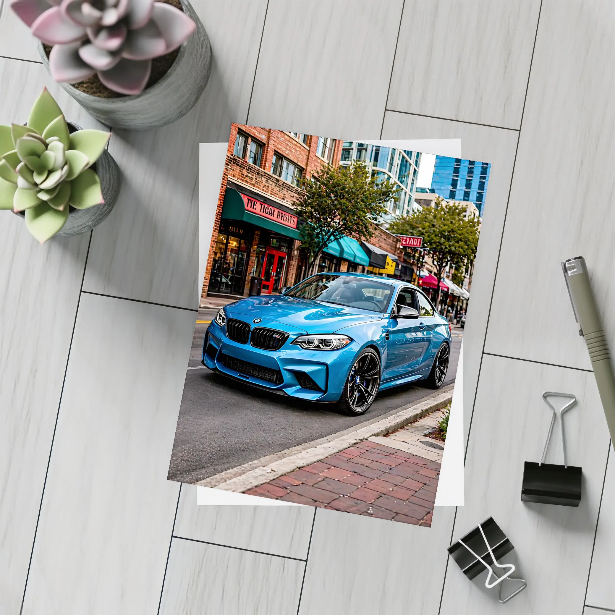 BMW M2 Blue Coupe City Street – Postcards