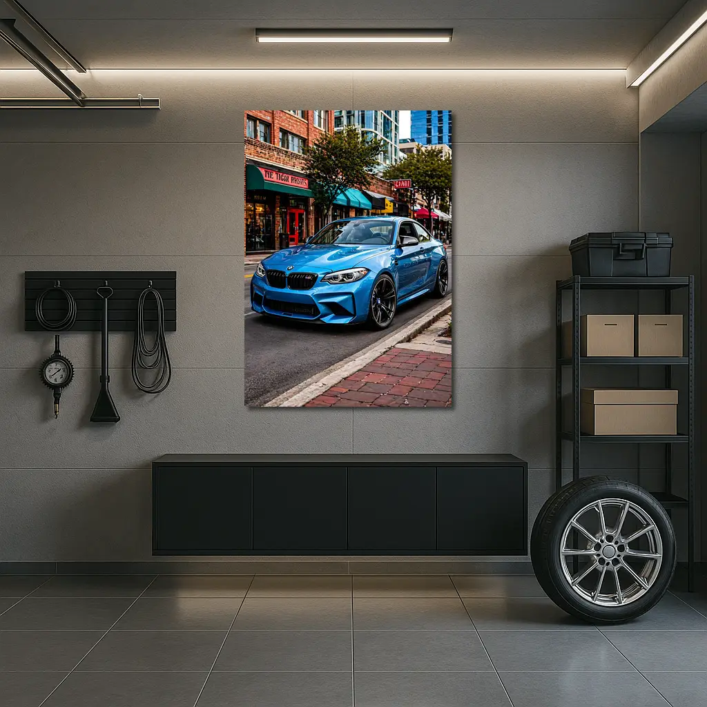 BMW M2 Blue Coupe City Street – Wall Art