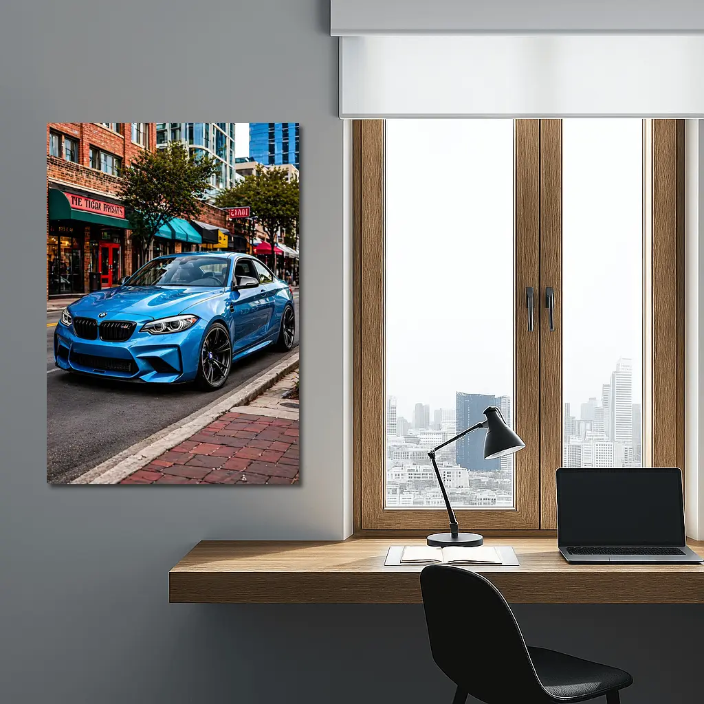 BMW M2 Blue Coupe City Street – Wall Art