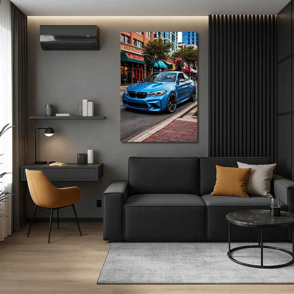 BMW M2 Blue Coupe City Street – Wall Art