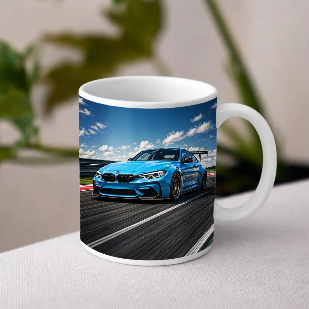 BMW M3 Blue Race Track Speed Art – Mugs