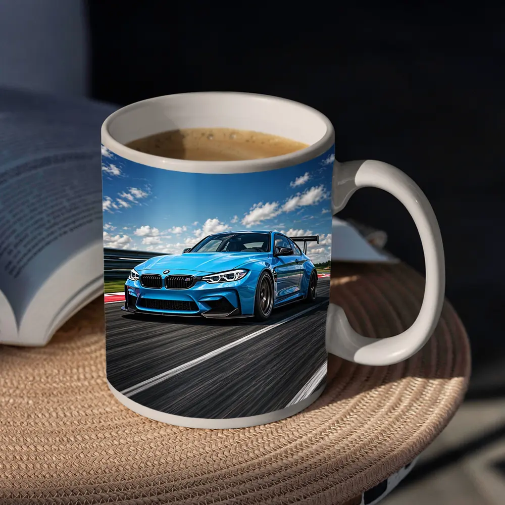 BMW M3 Blue Race Track Speed Art – Mugs