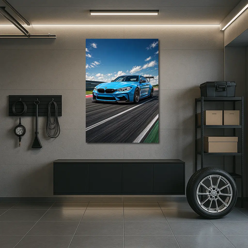BMW M3 Blue Race Track Speed Art – Wall Art