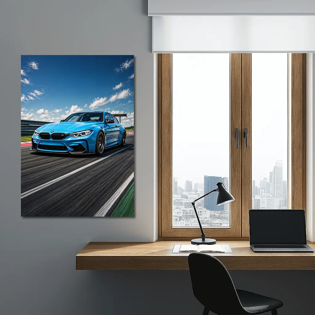 BMW M3 Blue Race Track Speed Art – Wall Art