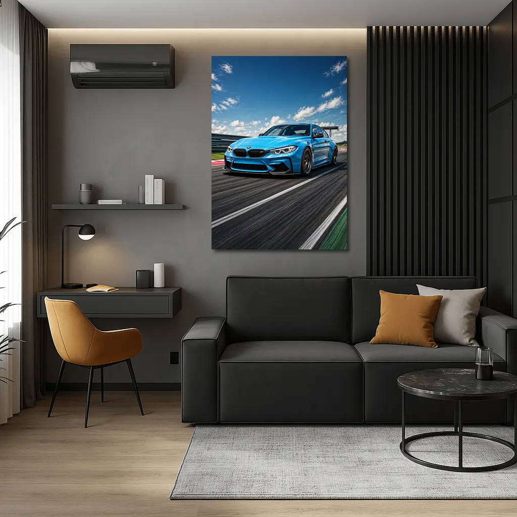 BMW M3 Blue Race Track Speed Art – Wall Art