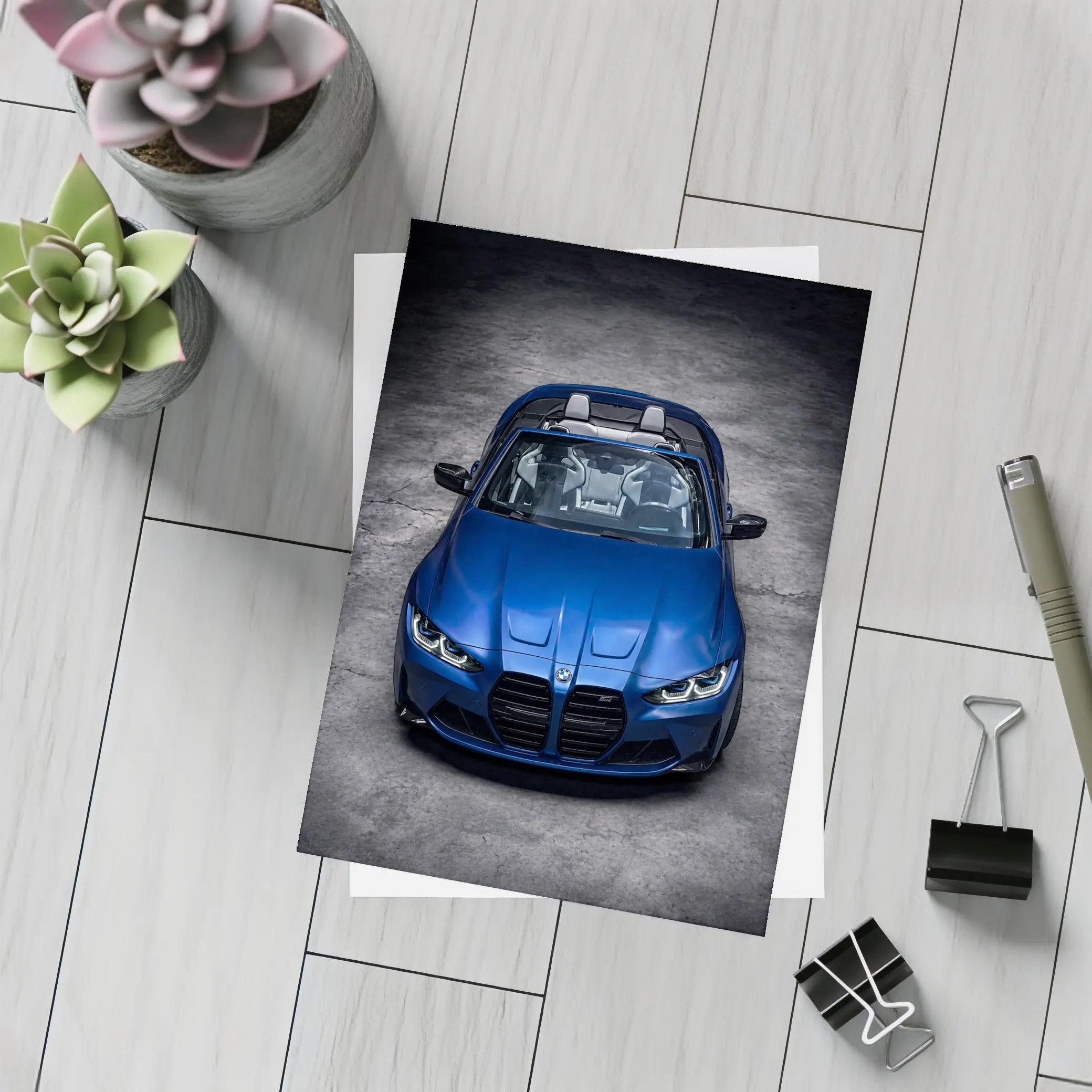 BMW M4 Convertible Blue Studio Shot – Postcards