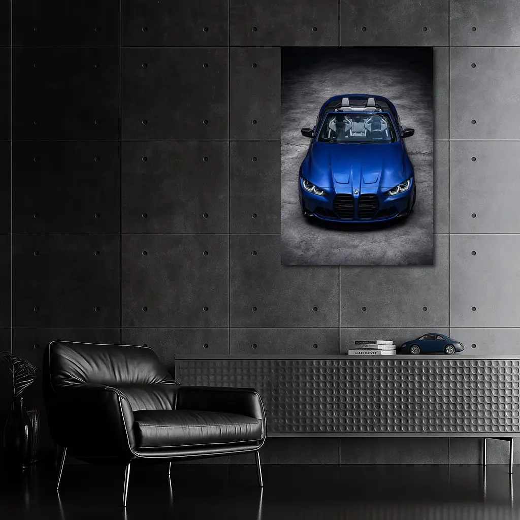BMW M4 Convertible Blue Studio Shot – Wall Art