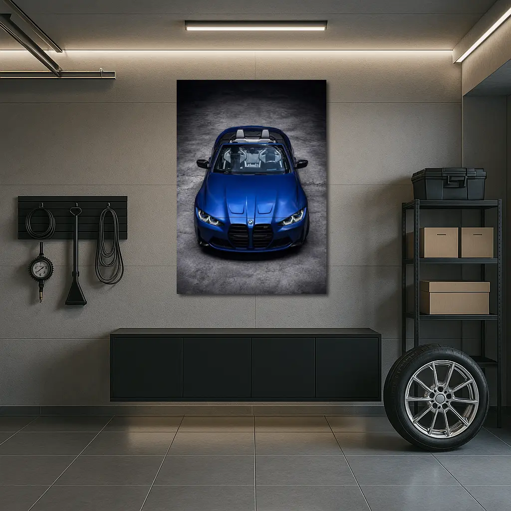 BMW M4 Convertible Blue Studio Shot – Wall Art