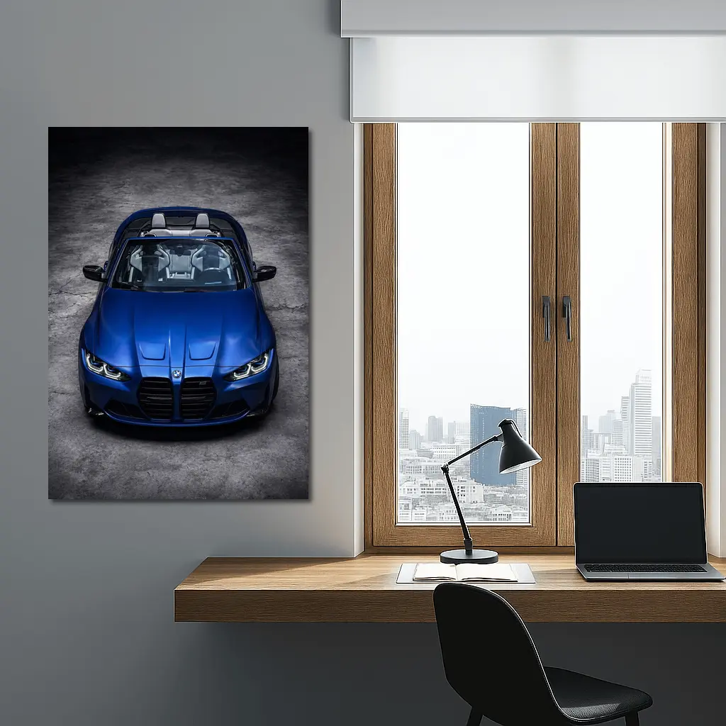 BMW M4 Convertible Blue Studio Shot – Wall Art