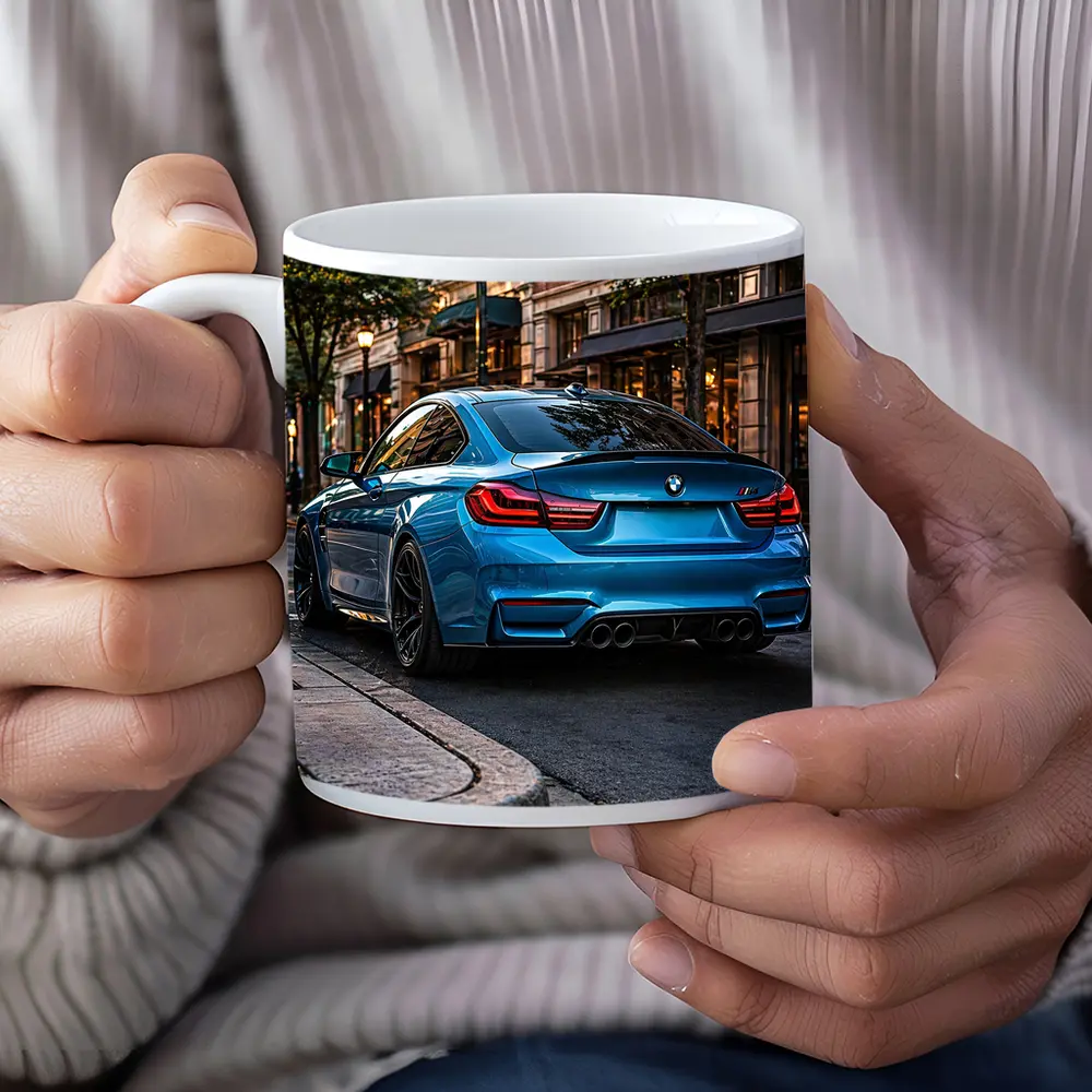 BMW M4 Blue Coupe City Street – Mugs