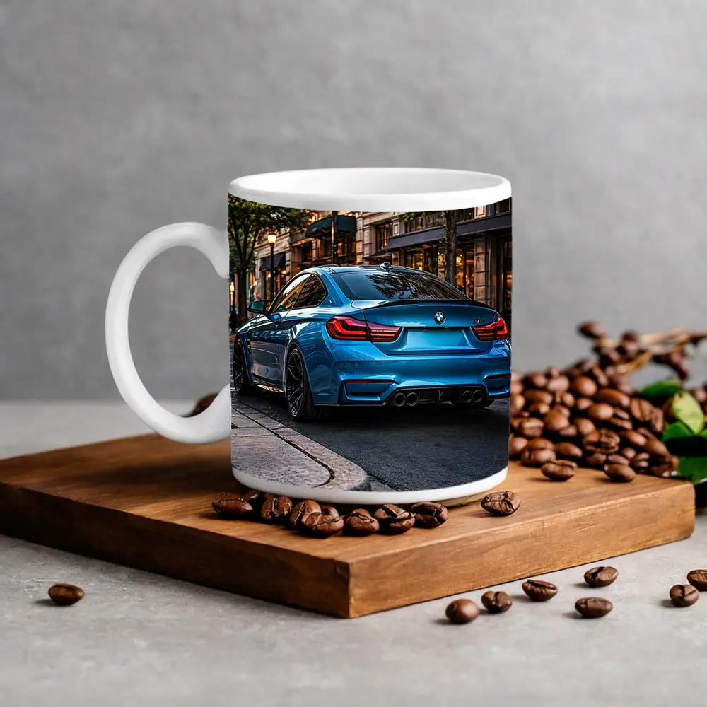 BMW M4 Blue Coupe City Street – Mugs