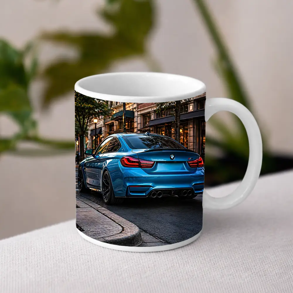 BMW M4 Blue Coupe City Street – Mugs