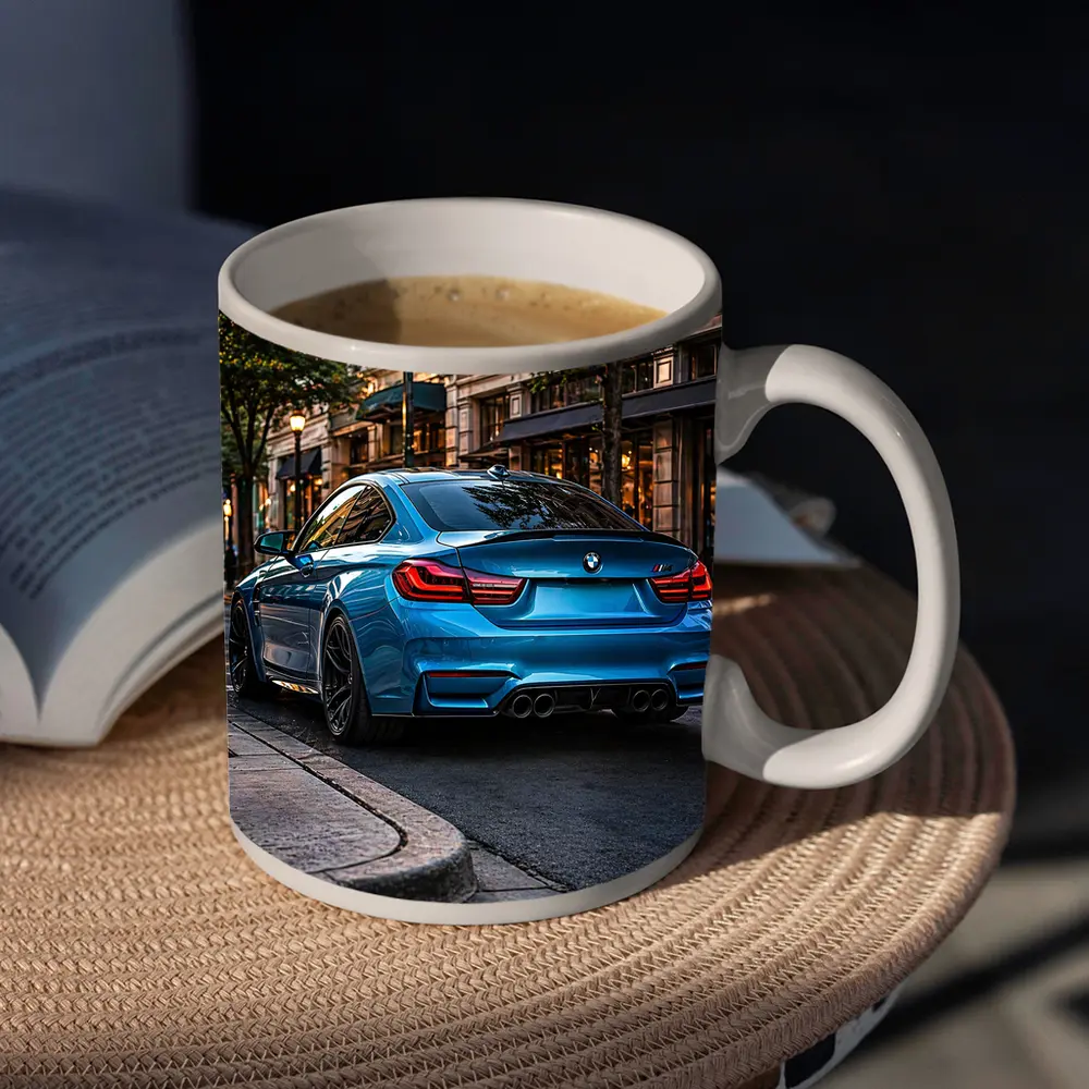 BMW M4 Blue Coupe City Street – Mugs