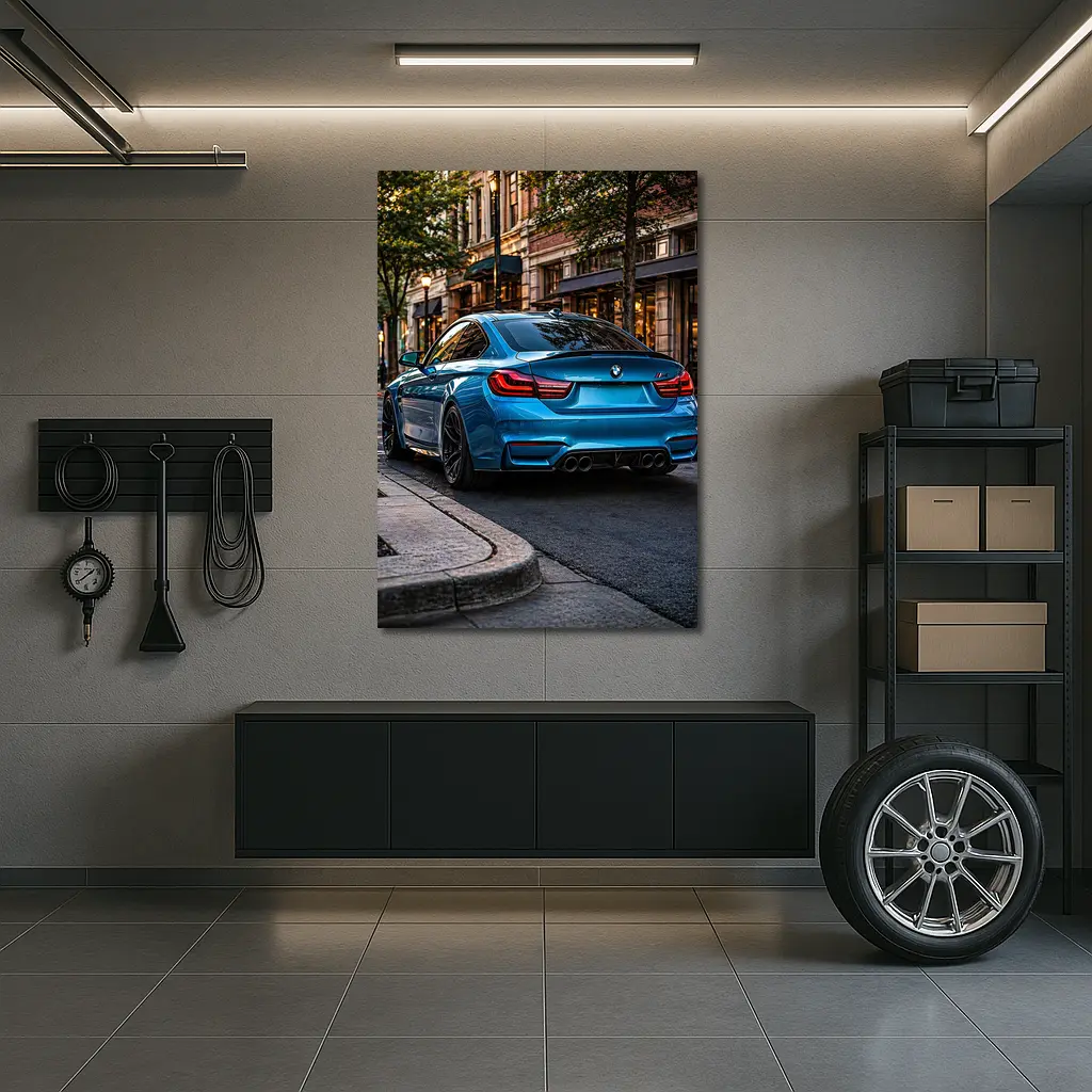 BMW M4 Blue Coupe City Street – Wall Art