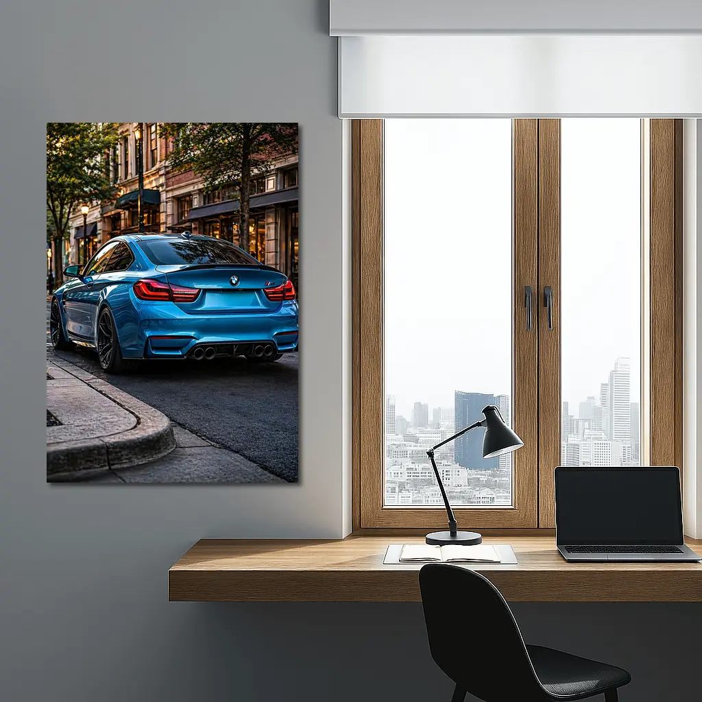 BMW M4 Blue Coupe City Street – Wall Art