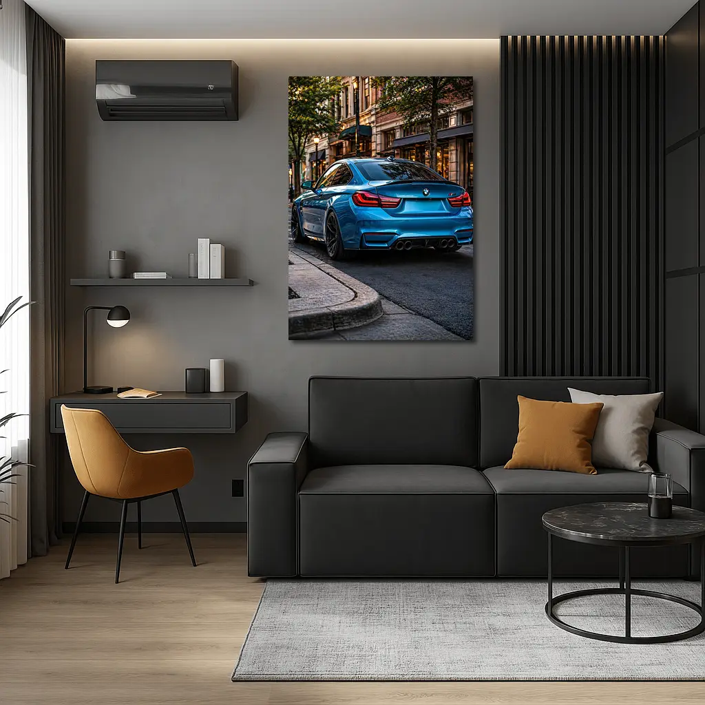 BMW M4 Blue Coupe City Street – Wall Art