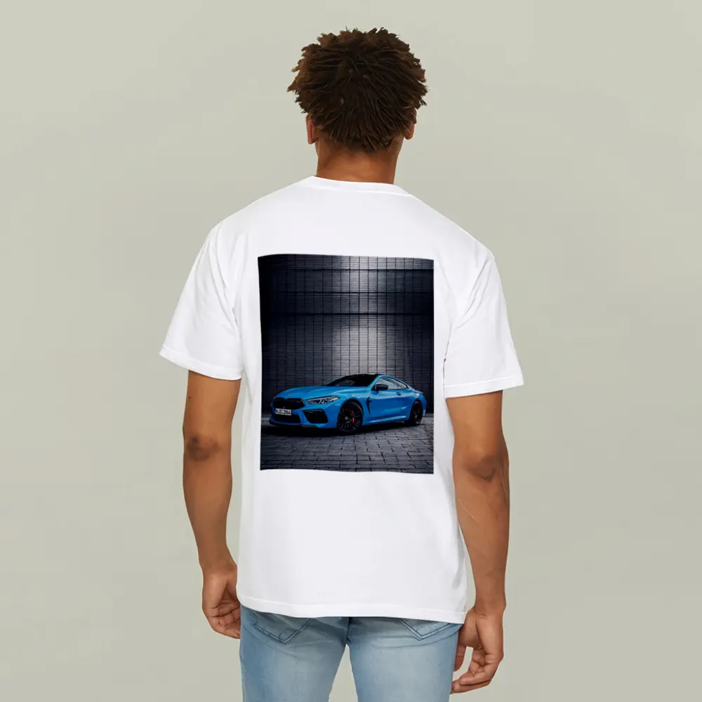 BMW M8 Blue Coupe Urban Wall Background – T-Shirts