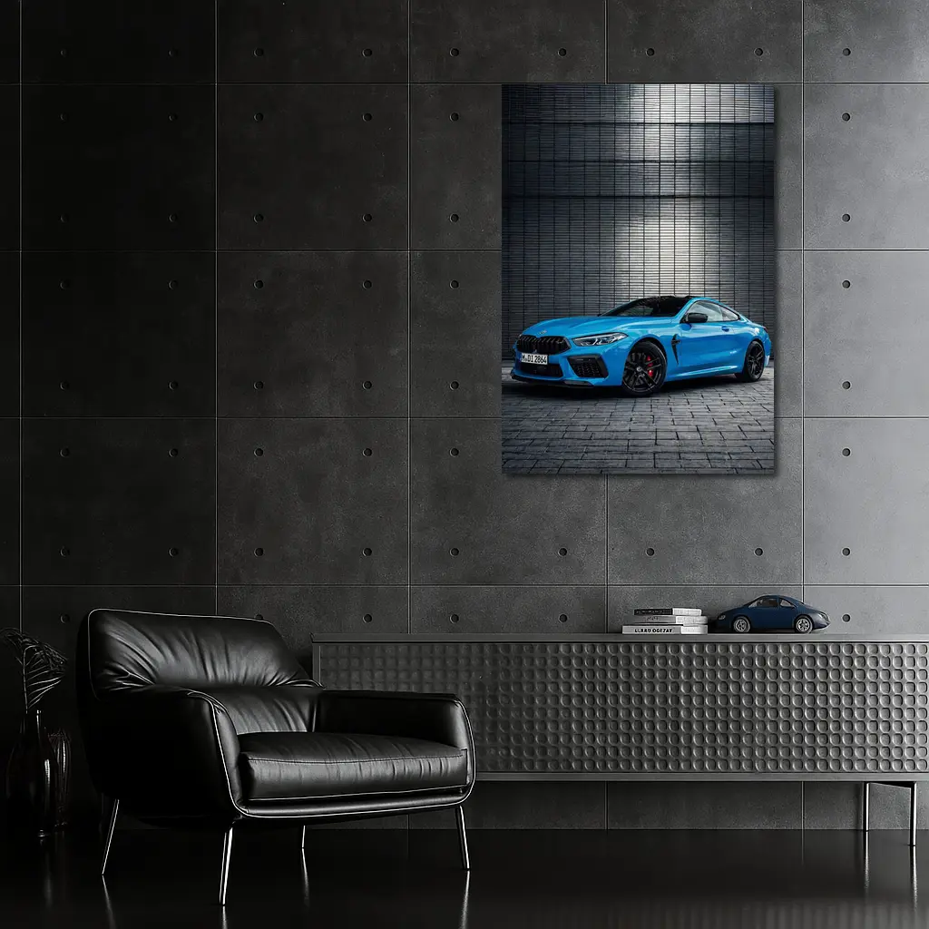 BMW M8 Blue Coupe Urban Wall Background – Wall Art