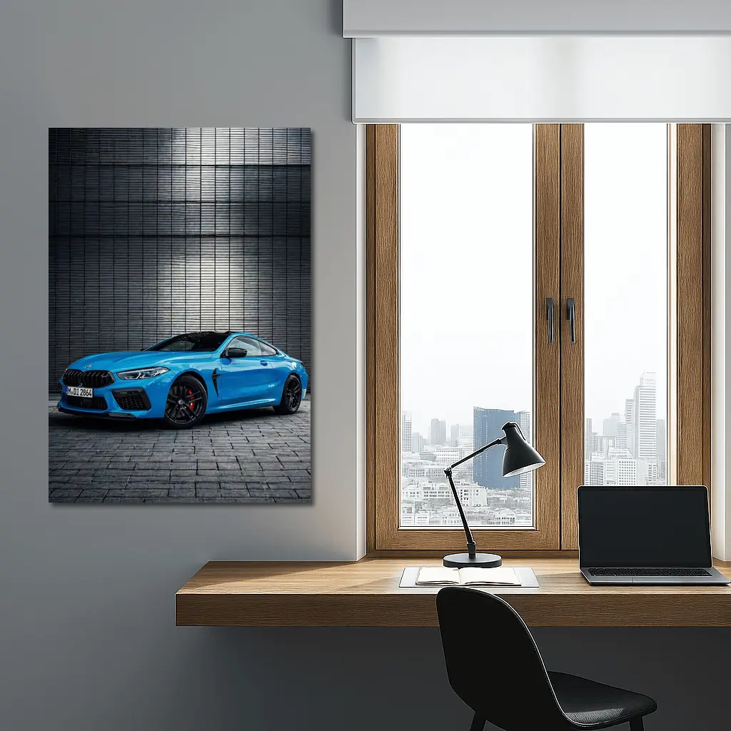BMW M8 Blue Coupe Urban Wall Background – Wall Art