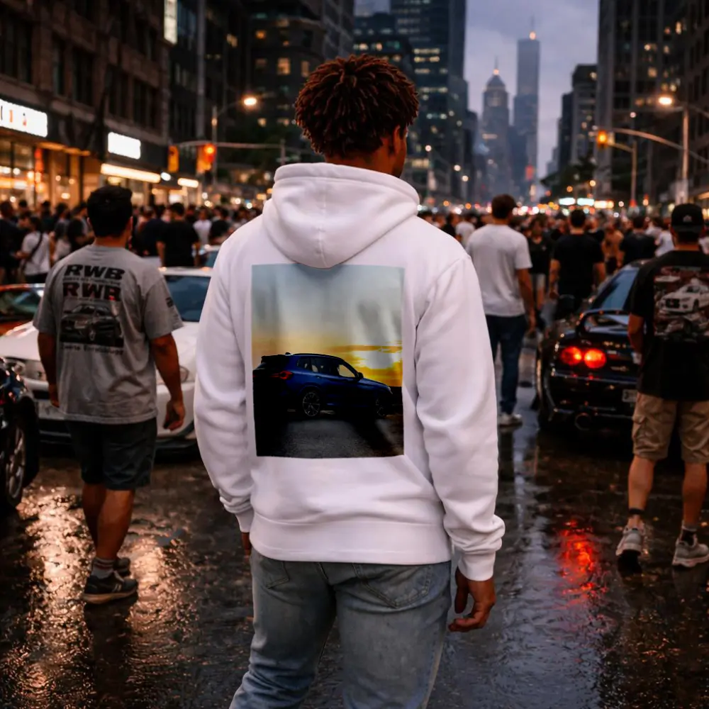 BMW X3 M Blue SUV Sunset Shot – Hoodies