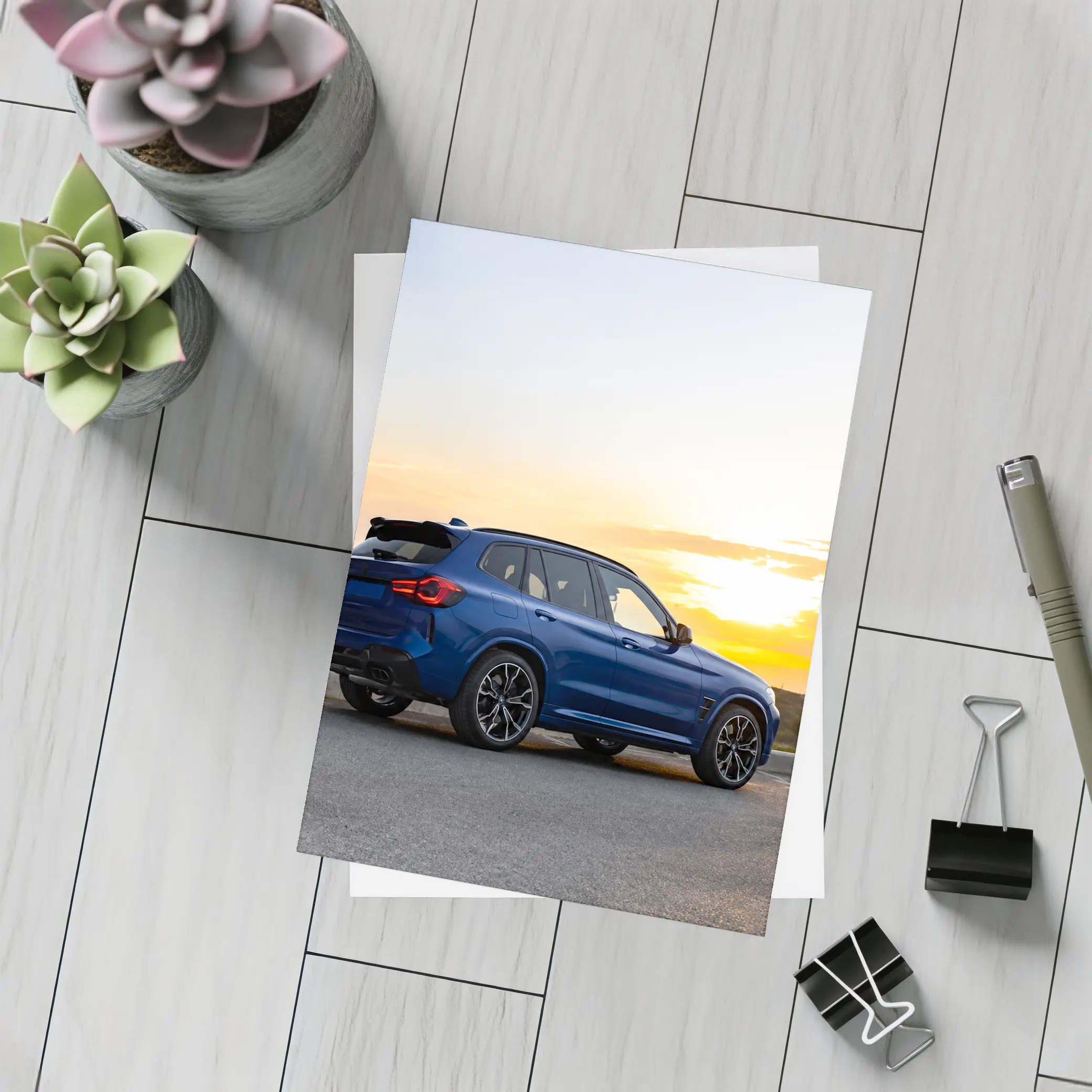 BMW X3 M Blue SUV Sunset Shot – Postcards