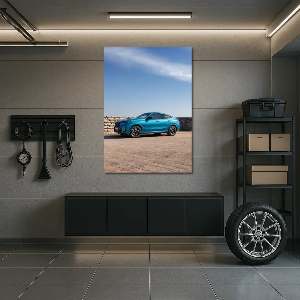 BMW X6 Blue Coupe SUV Outdoor Setting – Wall Art