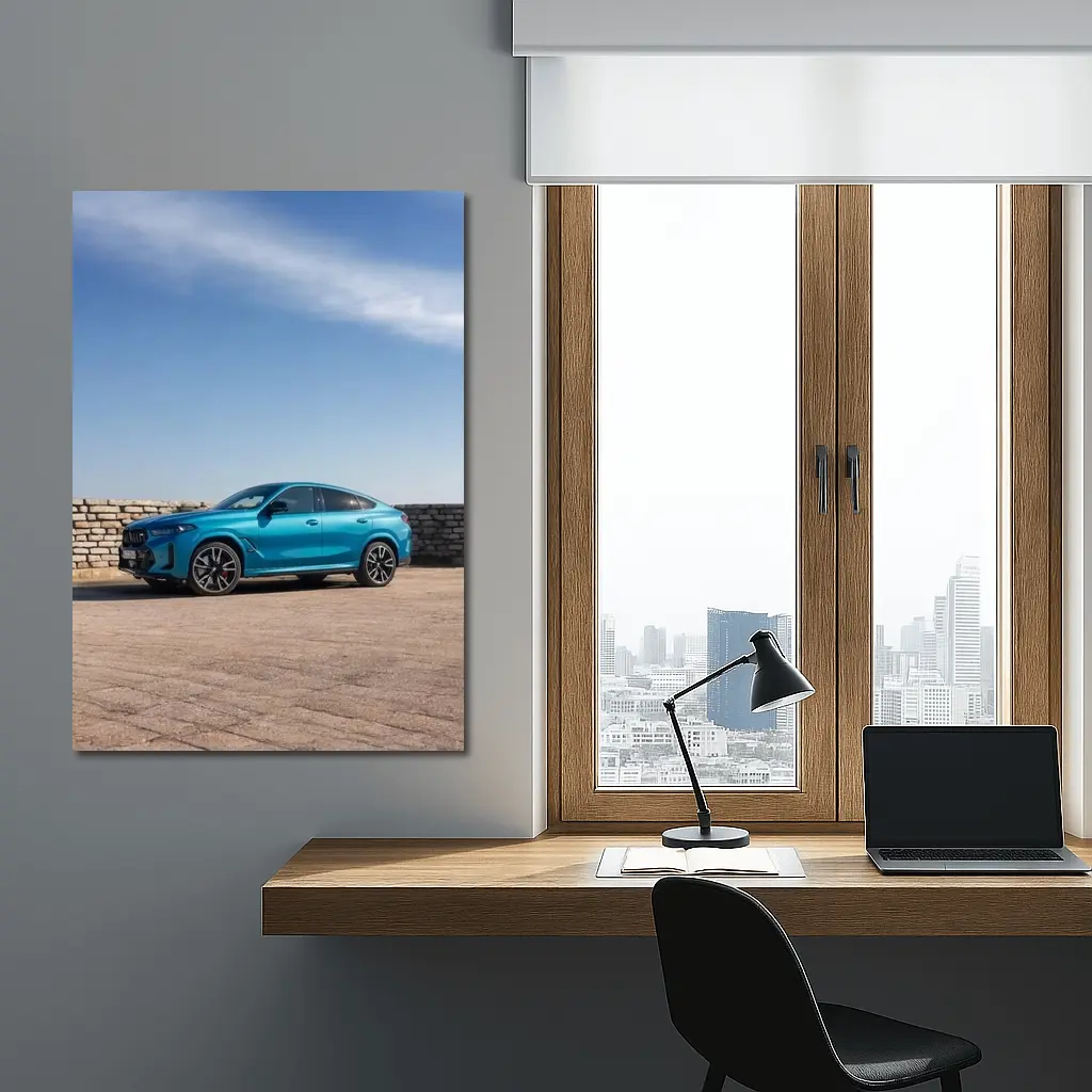BMW X6 Blue Coupe SUV Outdoor Setting – Wall Art