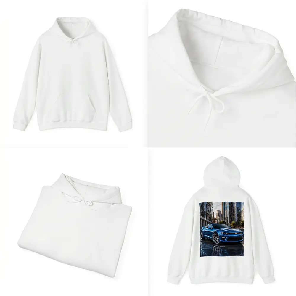 Blue Chevrolet Camaro SS City Background – Hoodies