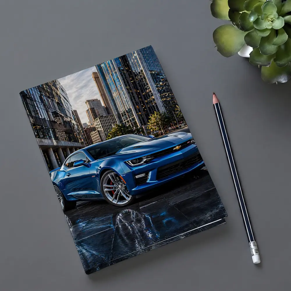Blue Chevrolet Camaro SS City Background – Notebooks