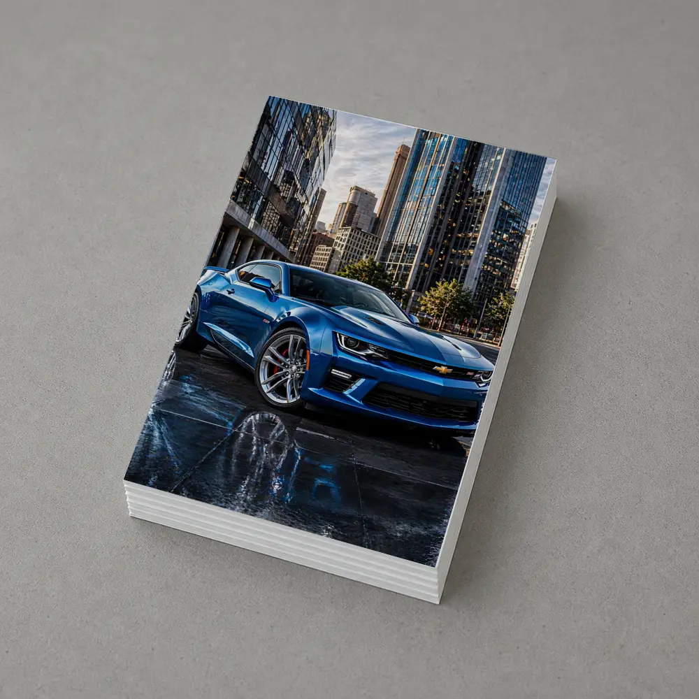 Blue Chevrolet Camaro SS City Background – Postcards