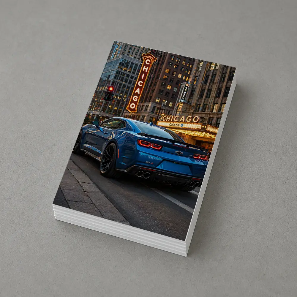 Chevrolet Camaro ZL1 Blue Chicago Street – Postcards