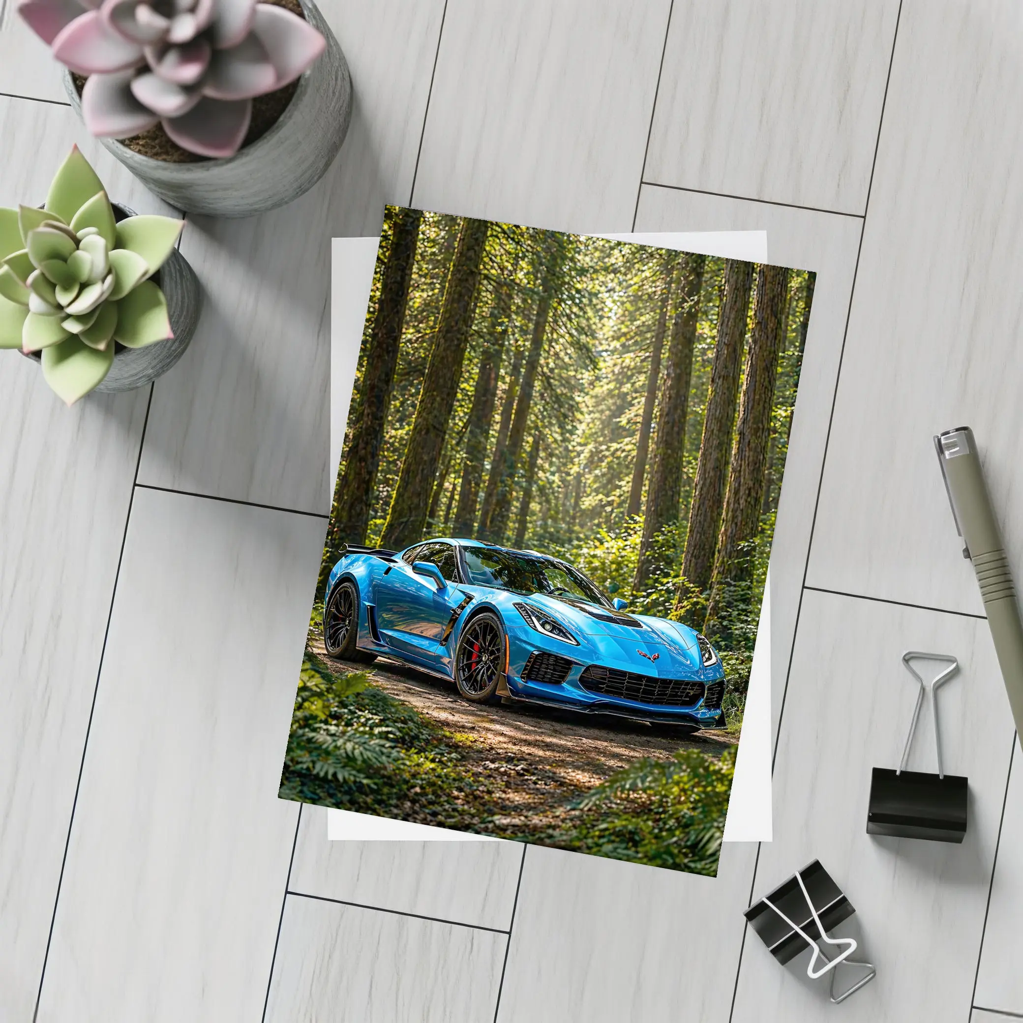 Chevrolet Corvette Z06 Blue Forest Road – Postcards