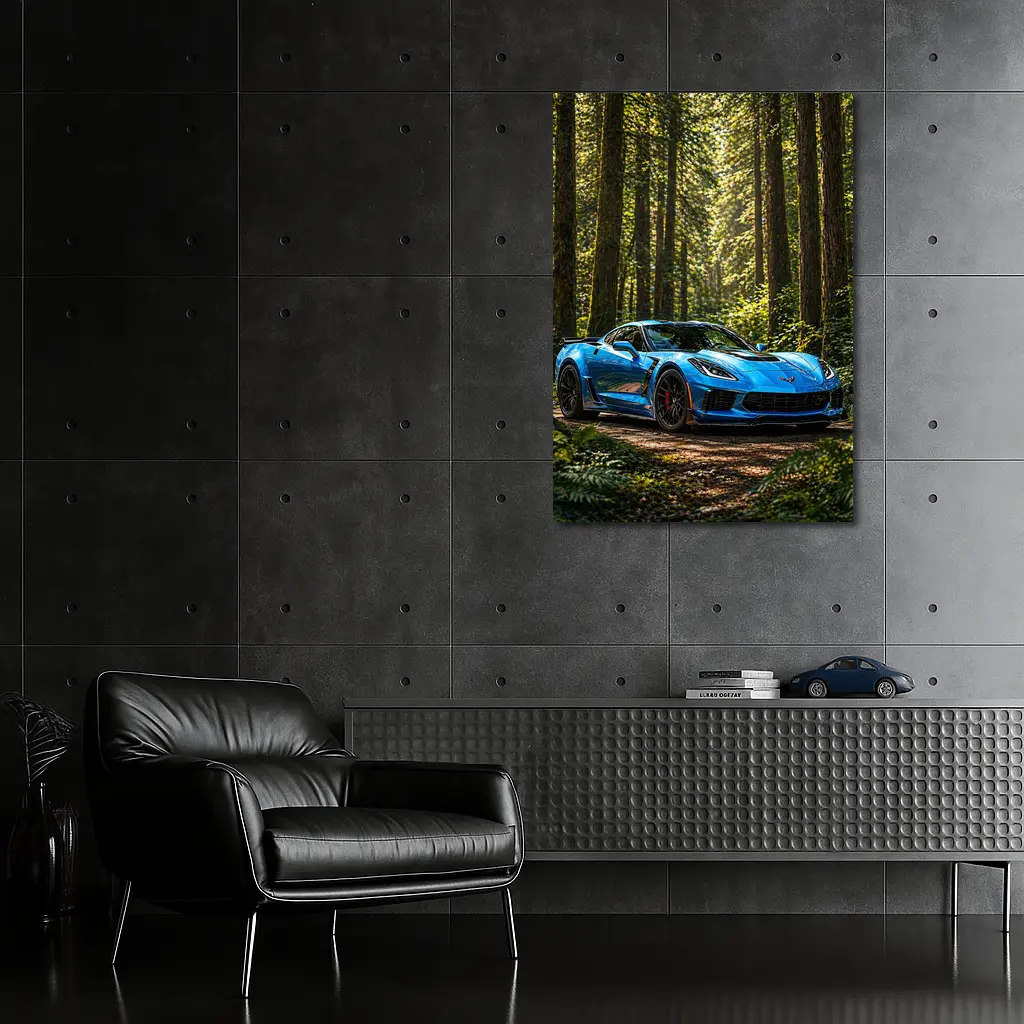Chevrolet Corvette Z06 Blue Forest Road – Wall Art