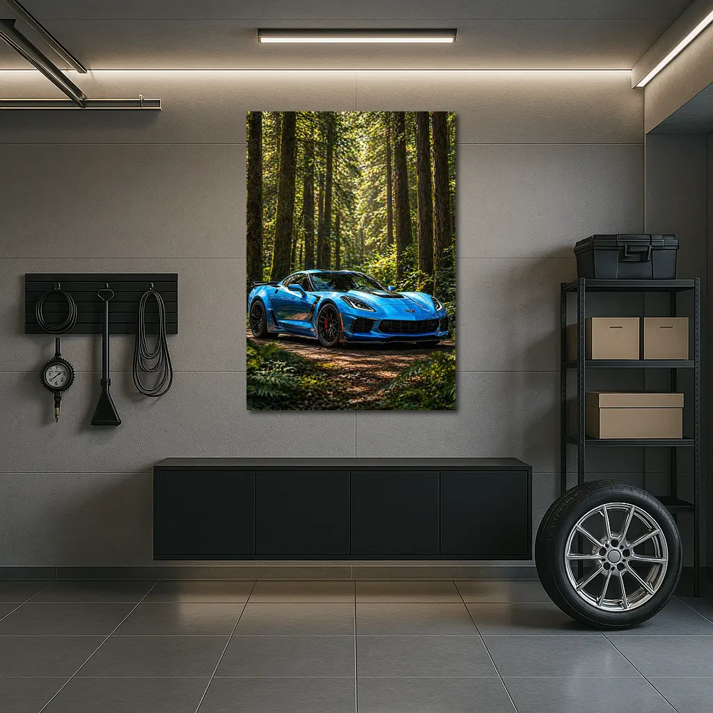 Chevrolet Corvette Z06 Blue Forest Road – Wall Art