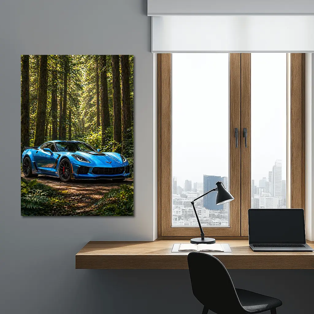 Chevrolet Corvette Z06 Blue Forest Road – Wall Art