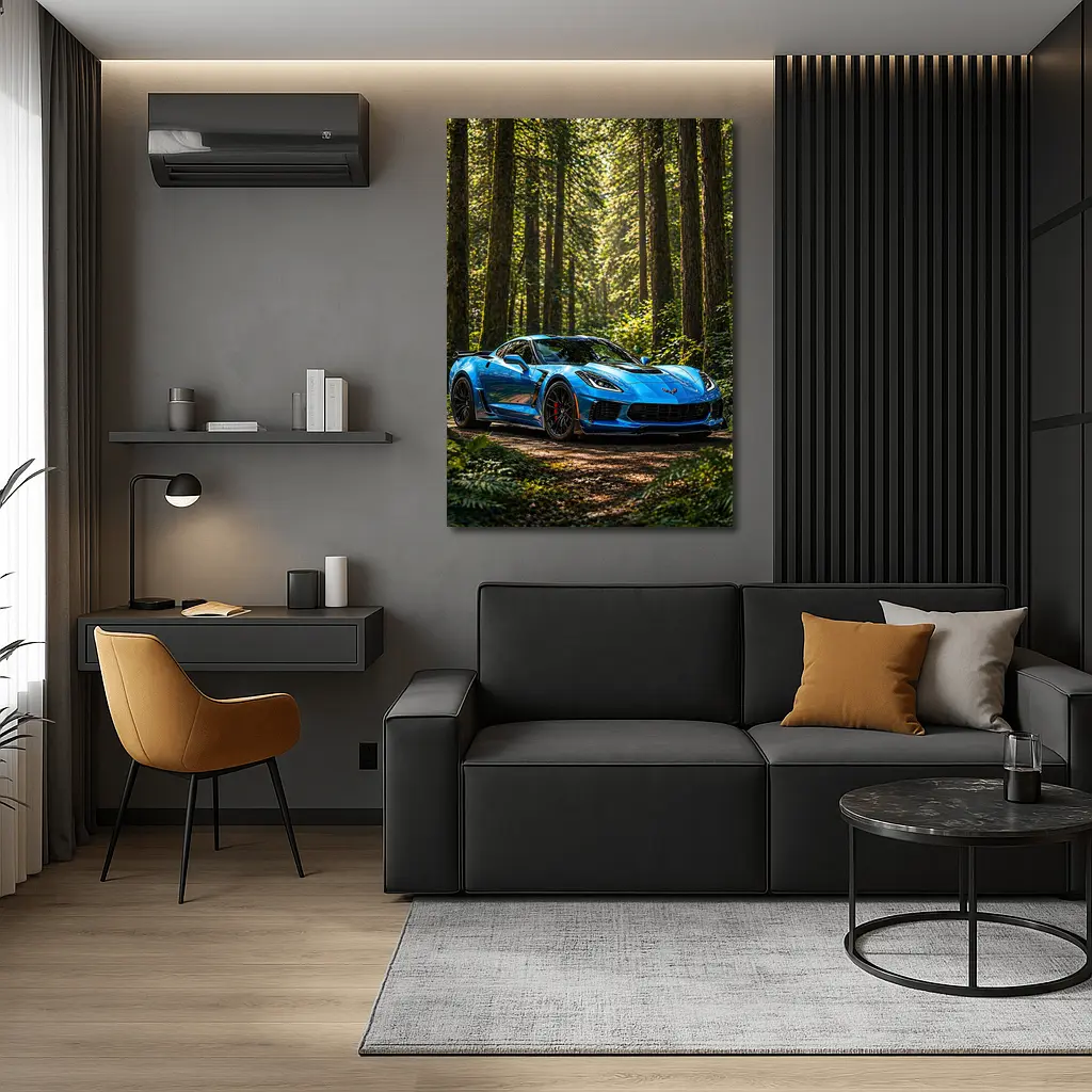 Chevrolet Corvette Z06 Blue Forest Road – Wall Art