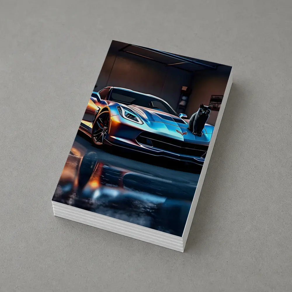 Chevrolet Corvette Black Cat Garage Night – Postcards